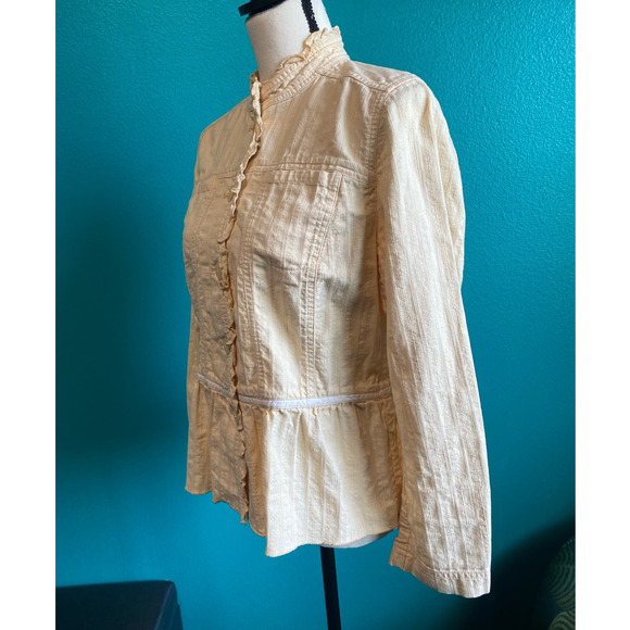 J. Jill Pastel Yellow Ruffle Trim Jacket Women's Small - Picture 5 of 10